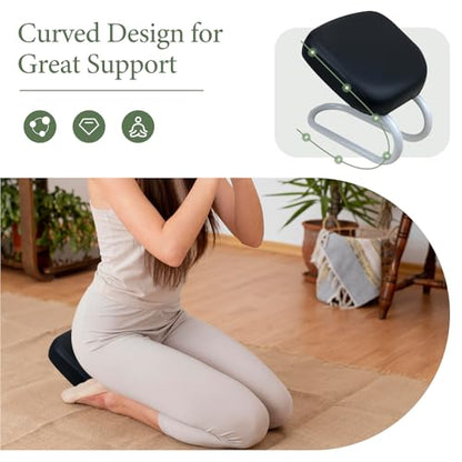 Kneeling Meditation Stool Chair Sturdy Ergonomic Compact Adults Comfortable Gift Seat Meditation Bench for Studio Praying, Black - color: Black