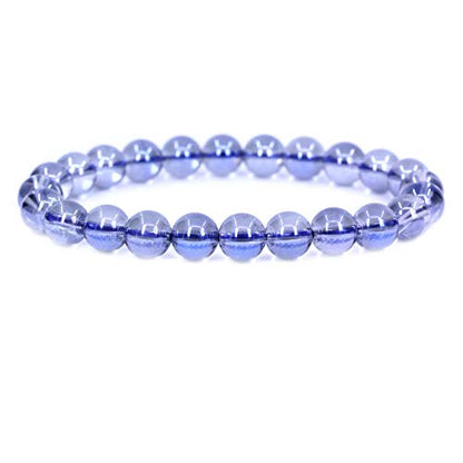 Keleny Gem Semi Precious Gemstones 8mm Natural Stone Round Beads Crystal Stretch Bracelets 7 Inch Unisex - color: 8mm Aqua Blue Clear Quartz