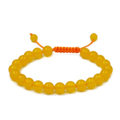 AD Beads Unisex 8mm Gemstone Bracelets Healing Macrame Adjustable 7-9 Inches || wear this healing natural gemstone bracelet help to erase your pain and fear || recover your energy||| - color: Yellow Jade