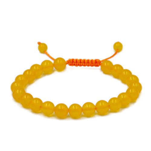 AD Beads Unisex 8mm Gemstone Bracelets Healing Macrame Adjustable 7-9 Inches || wear this healing natural gemstone bracelet help to erase your pain and fear || recover your energy||| - color: Yellow Jade