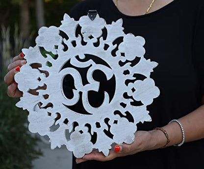 DharmaObjects Handcrafted Wooden Om Wall Decor Hanging Art (OM GOLD) - color: OM GOLD
