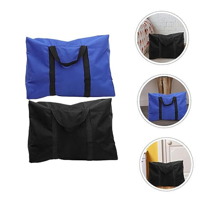 GALPADA 2pcs Oxford Cloth Quilt Storage Bag Heavy-duty Multi-use Organizer for Moving Travel and Home Zipper Closure Carrying Handles Blue Black