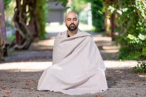 Meditation Shawl or Meditation Blanket, Shawl/Wrap, Oversize Scarf/Stole. Large. Unisex. - color: Beige