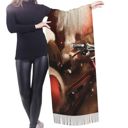 Astronaut Sitting in Yoga Chakra Scarf for Women Warm Soft Scarves Fashion Fringed Shawl Casual Tassel Blanket Scarf - color: Christmas Accidents