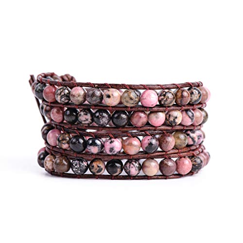 YGLINE 6mm Natural Stone Bracelet Handmade Beaded Wrap Bracelets Spiritual Energy Jewelry for Women