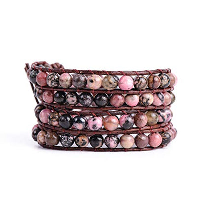 YGLINE 6mm Natural Stone Bracelet Handmade Beaded Wrap Bracelets Spiritual Energy Jewelry for Women