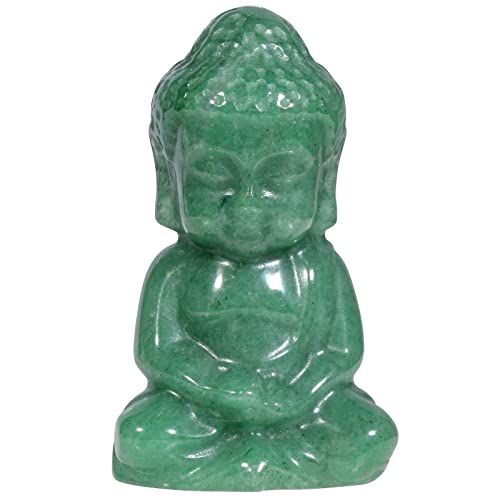 Rockcloud Pocket Stone Baby Buddha Crystal Statue for Home Decoration Zen Garden Spiritual Feng Shui Figurine, Green Aventurine - color: Green