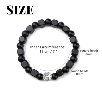 MILAKOO Wooden Bracelet with Black Stainless Steel Cross Charms Bead Christian Gifts for Women Men - color: E1
