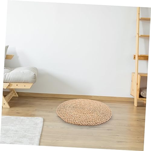Happyyami Japanese Style Hand Woven Floor Pillow Cushion for Meditation and Yoga Decorative Meditation Pad Comfortable Seating for Home and Temple Use Dark