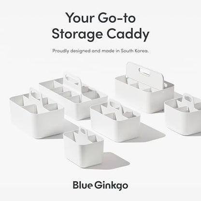 BLUE GINKGO Stackable Organizer Caddy – Korean-Made Portable Tote for Bathroom, Office, Crafts, or School Supplies (Long Rectangle, Yellow)