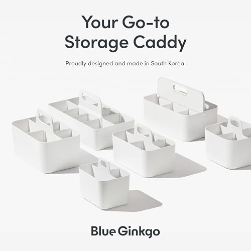 BLUE GINKGO Stackable Organizer Caddy – Korean-Made Portable Tote for Bathroom, Office, Crafts, or School Supplies (Long Rectangle, Green)