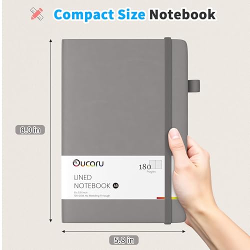 Oucaru Lined Journal Notebook, 16 Pack, 180 Pages, A5 Journals for Writing, 100 GSM Thick Paper, Small Notebooks Daily Journal for Women Men Work, Business, School, Travel Supplies - color: Gray