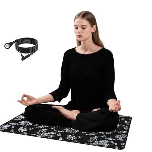Grounding Mat Printed, 11.8 * 23.6 Universal Conductive Grounding mat for Bed, Earth Mat Grounding Pad for Better Sleep, Reduce Anxiety, Feet and Back Pain, Inflammation, Headache Relief