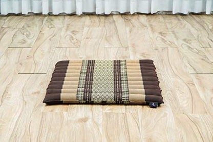 Leewadee Meditation Cushion Set – 1 Small Zafu Yoga Pillow and 1 Small Roll-Up Zabuton Mat Filled with Kapok - color: Sf10 - Brown
