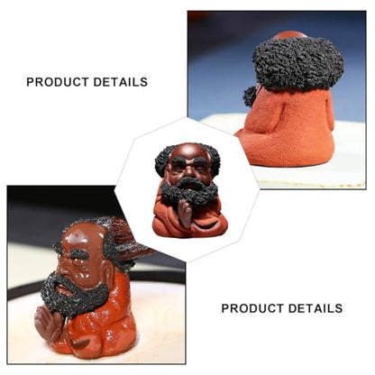 Beaupretty Bodhidharma Purple Clay Figurine Tranquil Tea Table Ornament Unique Desktop Decor Home Desktop Sculpture for Tea Ceremony and Indoor Decoration