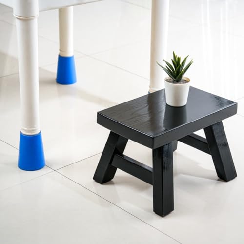 Small Stool Wooden Step Stool Footstool Solid Wood 8 inch for Kids Adults Plant Stand Fishing Stool (Black) - color: Black