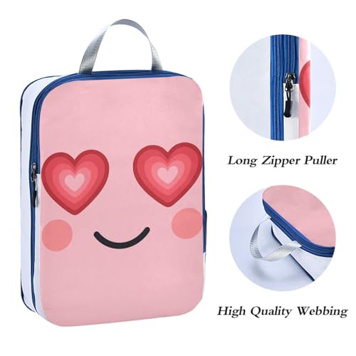Reusable 3 Piecing Packing Travel Bag Polyester Closet Organizer Bag, Heart Eyes Love Look (3 Set) - color: Heart Eyes Love Look