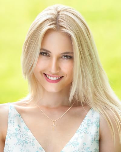 1CT Moissanite Cross Necklace for Women Wife, 18K Gold Filled or Sterling Silver Cross Pendant Chain Jewelry,Anniversary Birthday Gifts for Women Wife Her with LED Light-Up Gift Box and Gift Card - style: Gold-To My Lovely Wife Card