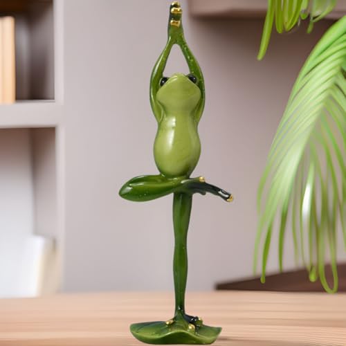 Yoga Frog Resin Sculpture - Zen Meditation Decor Figurine, TV Cabinet & Bookshelf Showpiece, Unique Housewarming Birthday Gift Mindfulness Inspired Collectible Statue (Tree Pose Yoga) - color: Tree Pose Yoga