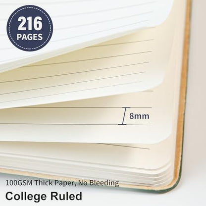 Lined Journal Notebook for Work College Ruled Notebook 5.79" x 8.27" A5 PU Leather Daily Journaling Notebook 216 Pages for Women Men Daily Writing Business School Travel Gift (Dark Blue) - color: 04-Dark Blue-1pack, style: A5 Lined 216pages