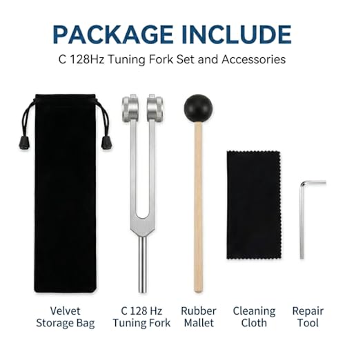 Tuning Forks for Healing – 128Hz Weighted&Unweighted Sound Therapy Tools, Chakra Balancing, Meditation & Yoga, Portable Vibrational Healing for Anxiety & Relaxation