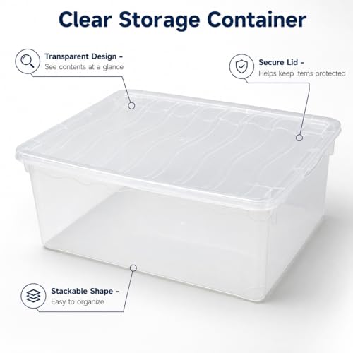 Clear Shoe Storage Boxes with Lids - Stackable Plastic Organizer Bin for Closet, Sneaker Storage, Accessories - Shatterproof, Secure-Fit, 14 x 10.5 x 5.5 in, Set of 3 - size: Set of 3