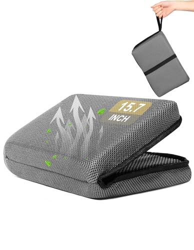 FASTMOMENT Airplane Seat Cushion Portable Travel Cushion for Comfort Foldable Stadium Pad with Breathable Fabric Seat Pad Perfect for Long Flights, Office, Bleacher, Camping - color: Dark Grey, size: Standard Size - 15.7''