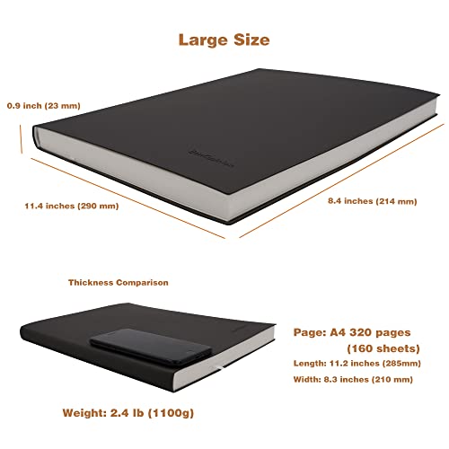 Large Lined Notebook Journal for Writing, Soft Faux Leather Cover, 100GSM Papers, 320 Pages, A4 8.4x11.4 inches Note Book for Work Men Business (Black,Ruled) - color: Black,Ruled