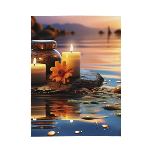 60"X50" Throw Blanket Plush Flannel Fleece Blanket Soft Lightweight Candles Meditation Stones Cozy Blankets for Bed Couch Sofa Travel - size: 60"x50"