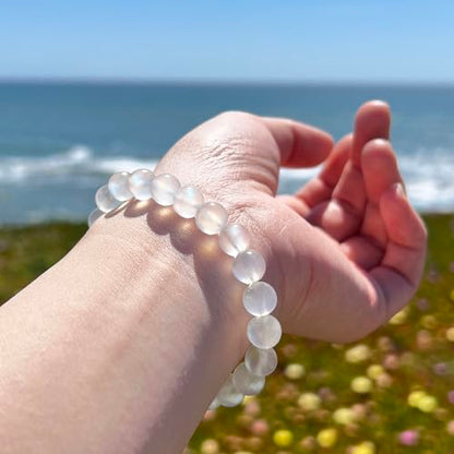 ILLUMINIA 5A Grade Natural Crystal Gemstone Bracelet | Healing Energy Charged Quartz Stone Bead | Handcrafted Stretch Bracelet for Women Men Teens - color: (7A) Moonstone, size: Small - 7mm bead
