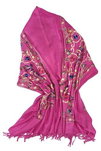 Urban CoCo Women's Embroidered Tassel Long Shawl Oversize Scarf Wraps for Women - color: #4-rose
