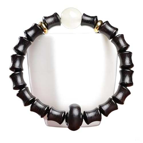 Zen Dear Unisex Natural Ebony Wood Buddhist Prayer Bead Necklace Bracelet Tibetan Prayer Mala Beaded Black - style: 8mmx10mm 17bamboo beads