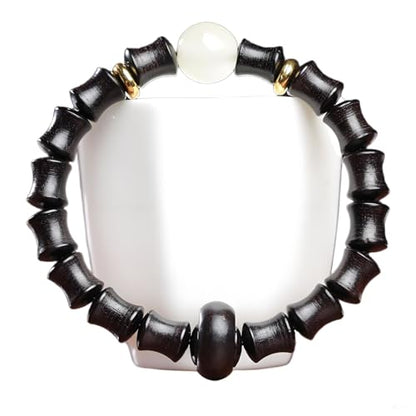 Zen Dear Unisex Natural Ebony Wood Buddhist Prayer Bead Necklace Bracelet Tibetan Prayer Mala Beaded Black - style: 8mmx10mm 17bamboo beads