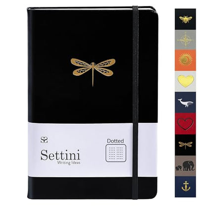 Dotted Journal, Ideal for Bullet Journaling - A5 Vegan Leather Notebook, 192 Archival-Quality Pages, QuillEase Bleed-Free Paper, Inner Pocket & Bookmark - Dragonfly Gifts for Women, Black Dragonfly - color: Black Dragonfly