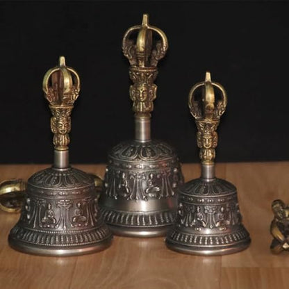 KAFELE Nepalese Handmade Hand Bell, Bronze Vajra Bell, Crisp And Pleasant, Meditation Instrument,B,8.5CM - color: B, size: 8.5CM