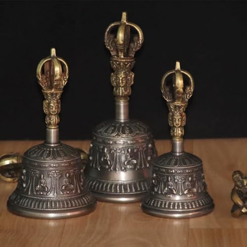 KAFELE Nepalese Handmade Hand Bell, Bronze Vajra Bell, Crisp And Pleasant, Meditation Instrument,B,7CM - color: B, size: 7CM