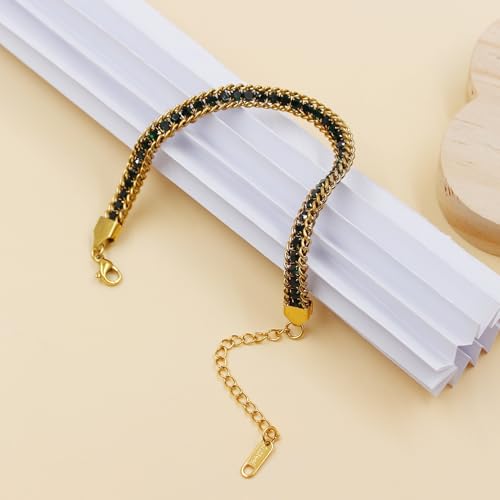 Colorful Tennis Bracelet - Adjustable Boho Stackable Crystal Jewelry for Best Friends Bridesmaids Party Gift Women YA6108 - color: Green