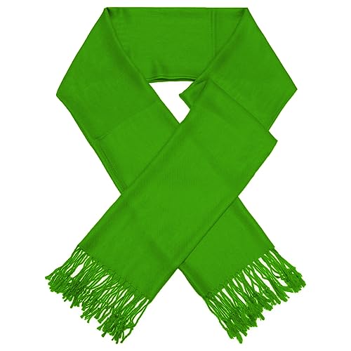 Glory Max Women Large Soft Silky Pashmina Shawl Wrap Scarf in Plain Solid Colors - color: Kelly Green