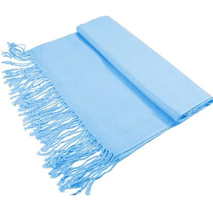 Glory Max Women Large Soft Silky Pashmina Shawl Wrap Scarf in Plain Solid Colors - color: Baby Blue