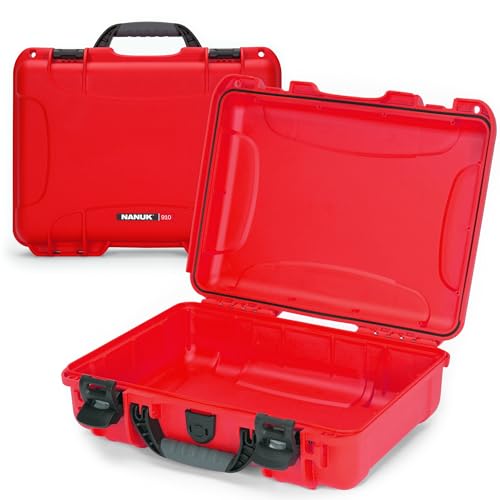 NANUK 910 Empty Waterproof Hard Case – 14.3” x 11.1” x 4.7”, Protective Case for Gear – Impact-Resistant, Dustproof, Airline Carry-On Approved – Made in Canada, Red - color: Red, style: Empty