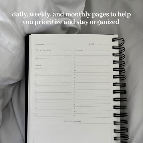 INSIDE THEN OUT Daily Focus Planner - 6 Month Undated Planner for Productivity, Goal Setting, Intention - Monthly, Weekly, Daily Task Pages - Simple & Minimalistic - Motivation Gift for Men and Women