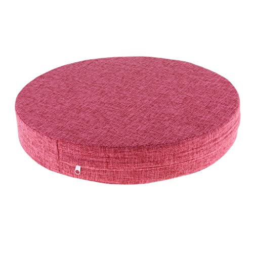 6cm Portable Round Yoga Meditation Cushion - Weight Breathable Linen, Perfect for Home and Outdoor Exercise - Watermelon Red