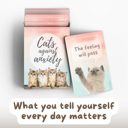 Cats Against Anxiety Cards - 50 Cards by Catchyourdreams for Self Esteem and Stress, Affirmations for Anxiety Emotions Cat Gifts for Women Men (Cats Against Anxiety) - style: Cats Against Anxiety