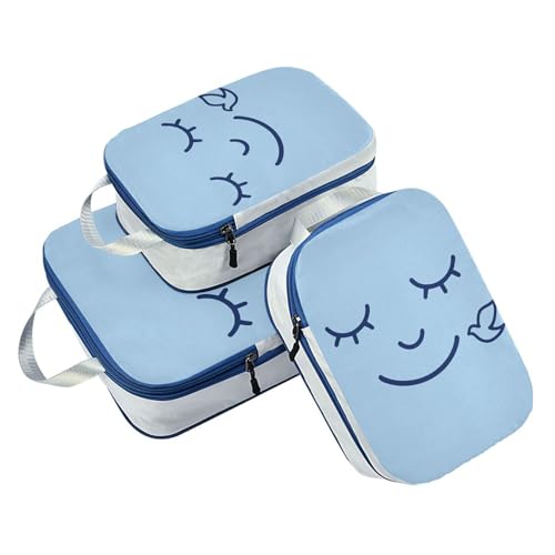With Zipper 3pcs Travel Packing Storage Bags Polyester Bags for Closet, Peaceful Dove Look (1) (3 Set) - color: Peaceful Dove Look (1)