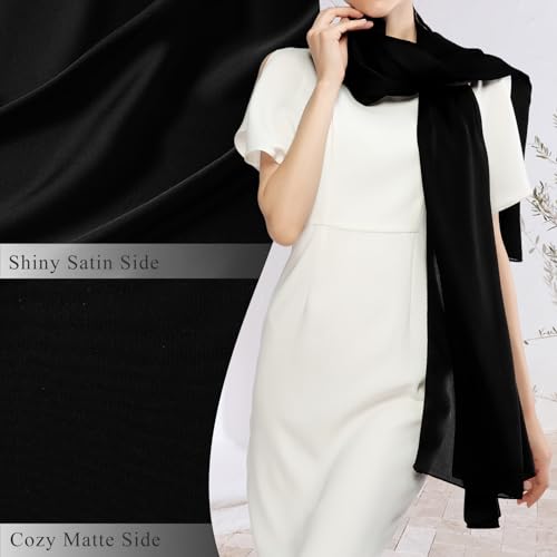 RIIQIICHY Women Shawls and Wraps for Evening Dresses Like Chiffon Silk Scarf Formal Silky Pashmina Shawls for Weddings - color: Black
