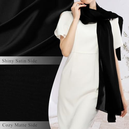 RIIQIICHY Women Shawls and Wraps for Evening Dresses Like Chiffon Silk Scarf Formal Silky Pashmina Shawls for Weddings - color: Black