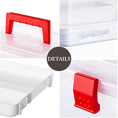 MyGift 10 Inch Premium Clear First Aid Bin with Detachable Tray and Quick Access Top Lid Flap, Portable Emergency Kit, Medical Supply Travel Tote, Medicine Storage Box Container (Red) - color: Red