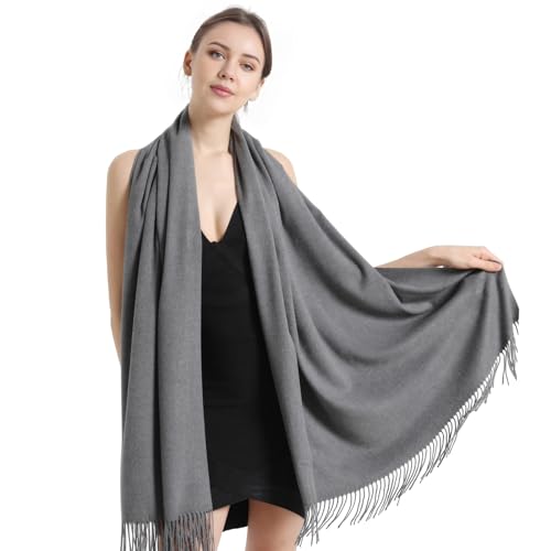 Pashmina Scarf and Shawl - Soft Women Pashminas Wrap for Wedding Evening Party dresses - color: Grey