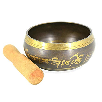 Tibetan Singing Bowl Buddhism Meditation Bell Hand Hammered Buddhist Brass Bowl (8.5CMX4.2CM) - size: 8.5CMX4.2CM