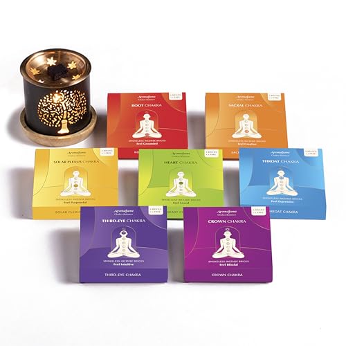 7 Chakra Incense Brick Super Set by Aromafume | 63 Bricks & Tree of Life Exotic Burner | Smokeless Incense Set for Chakra Balance | Yoga & Meditation Gifts | Incense Kit for Plexus, Root & More - color: Chakra Value Set